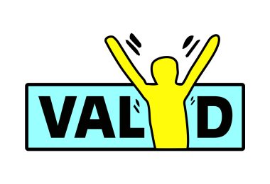 Having a Say conference logo - silhouette of man with raised arms replacing the 'I' in acronym VALID